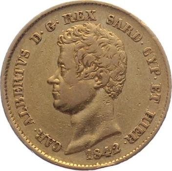 Sardinien 20 Lire 1842 - Car. Albertus